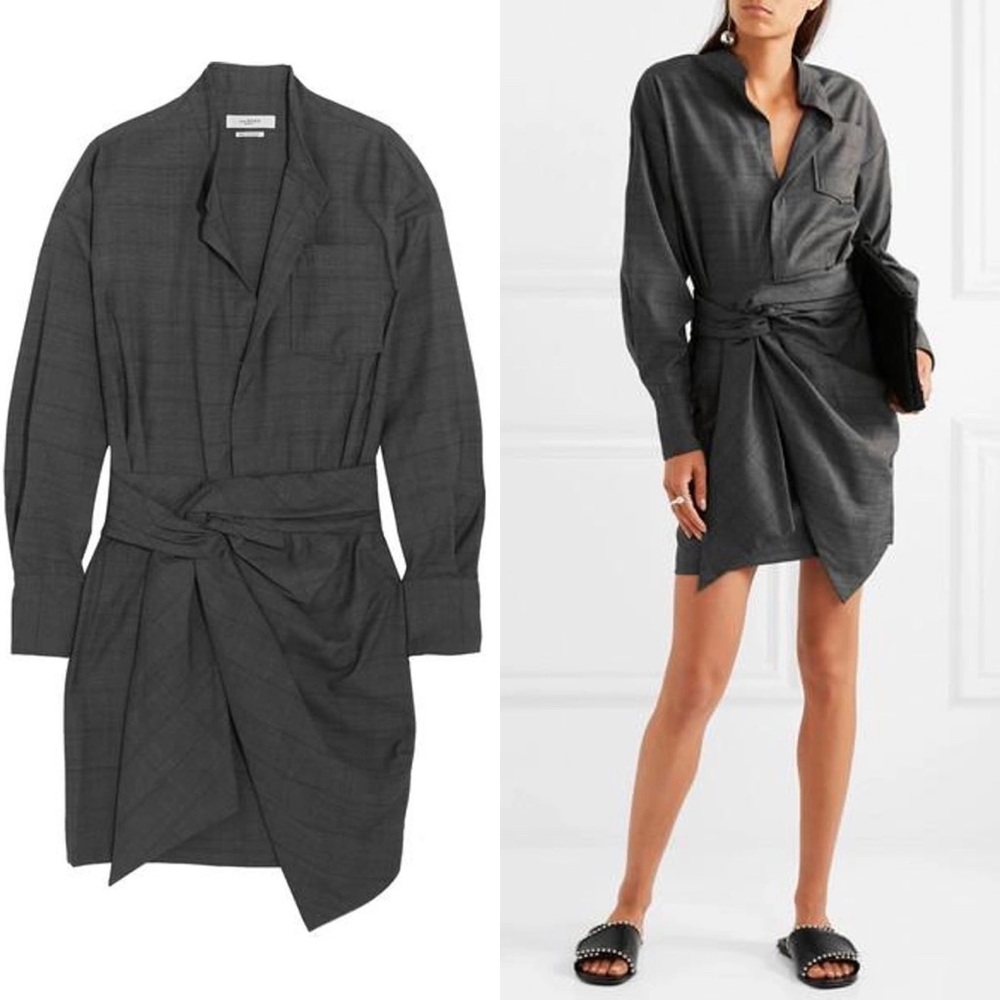 ISABEL MARANT ÉTOILE
Nola Draped-front Prince Of Wales-checked Dress